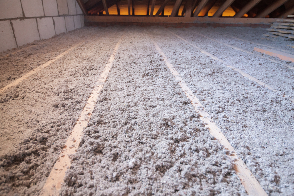 Cellulose Insulation in an Attic