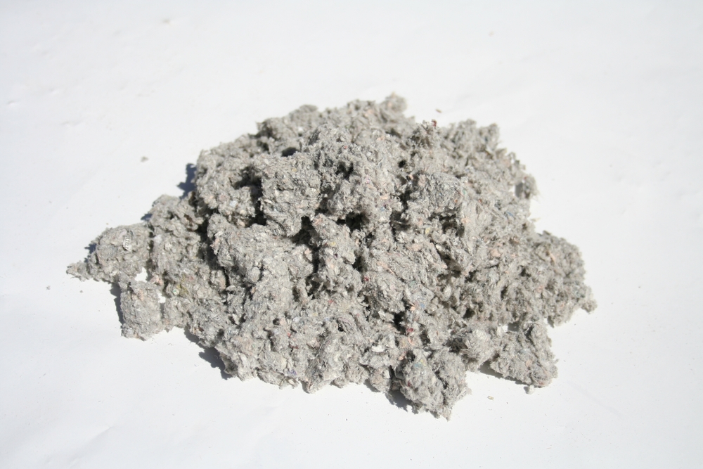 Close-up of cellulose insulation for a commercial upgrade